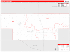 Red Lake County, MN Digital Map Red Line Style